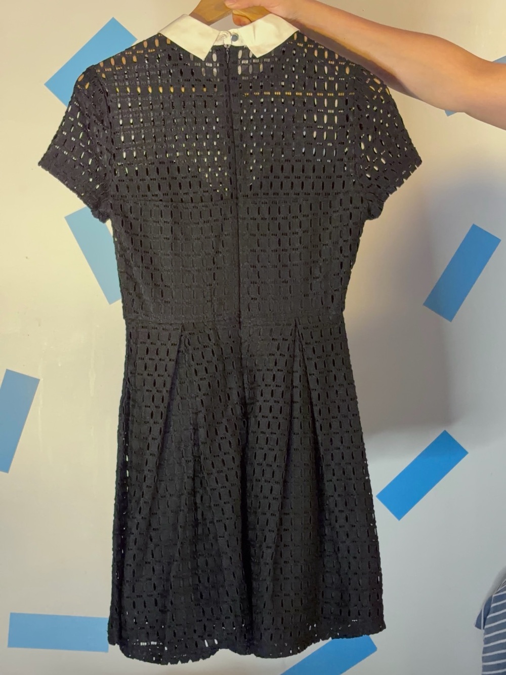Forever 21 Black Eyelet Fit-and-Flare Dress with White Collar